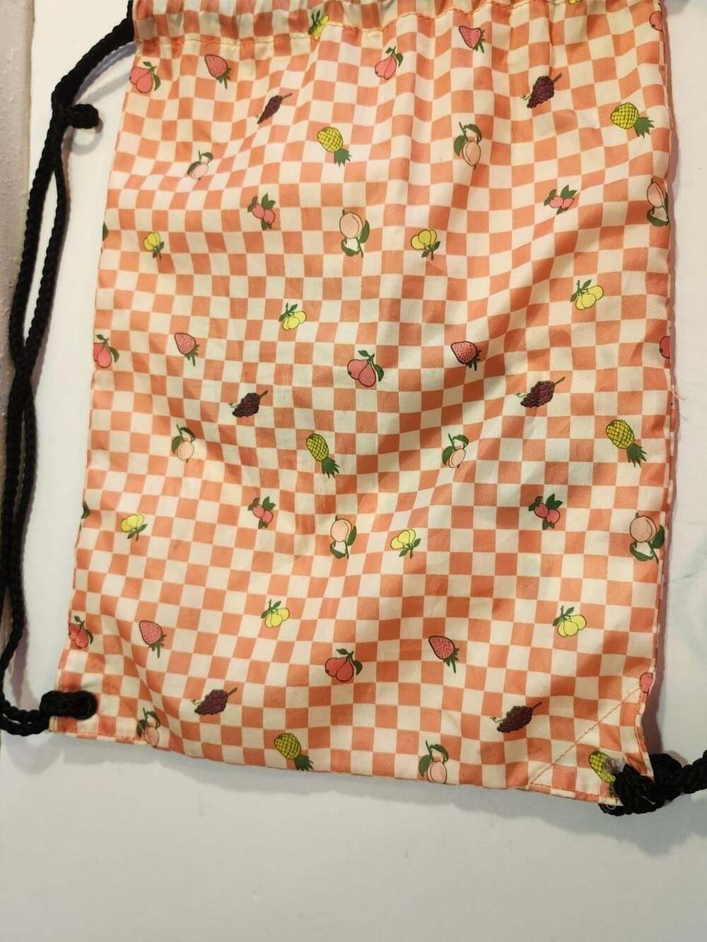 Vans Checkered Fruit Drawstring Backpack Peach - Picture 3 of 3